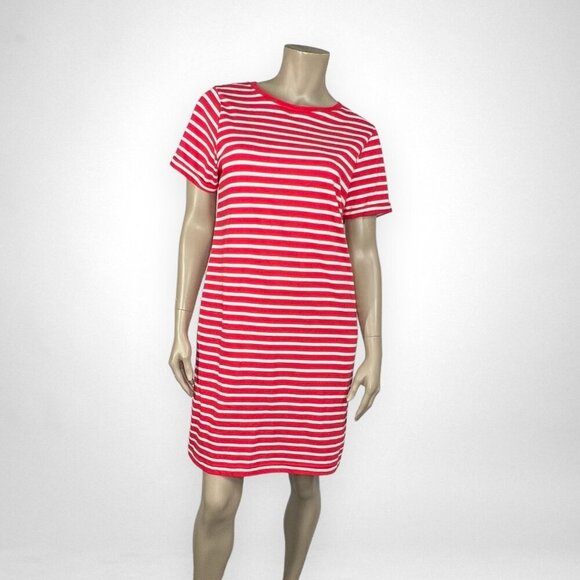 SONOMA Medium Striped Red Tee Shirt Jersey‎ Dress Summer Vacation - Picture 1 of 7